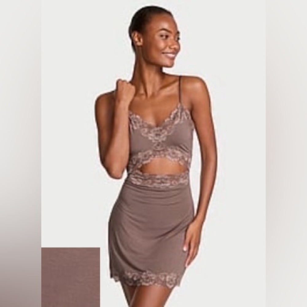 Victoria's Secret Brown Lace Chemise
